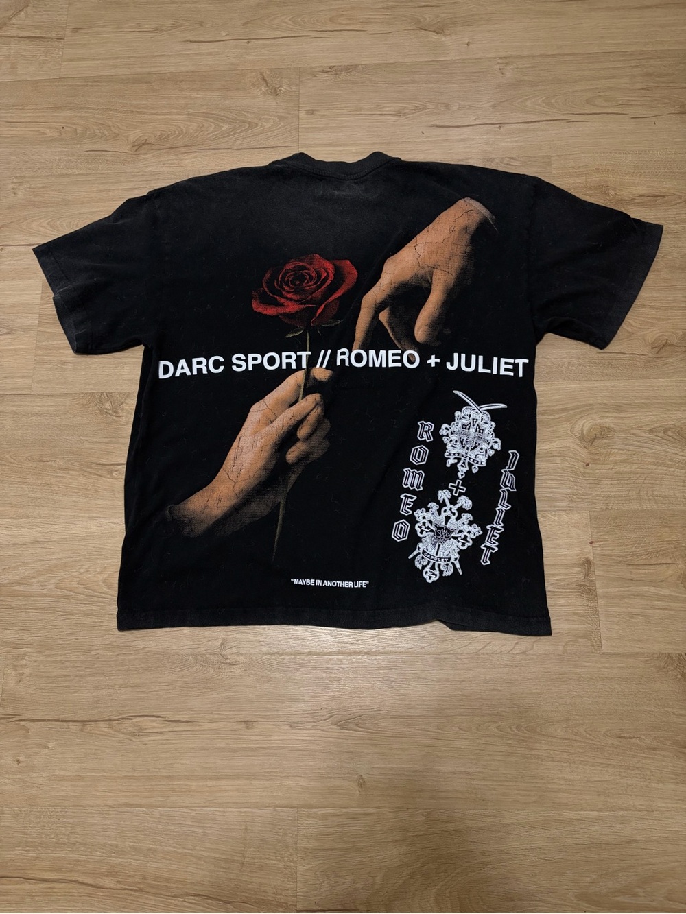 Darc Sport Black Romeo + Juliet Short Sleeve Tee with Red Rose Graphic